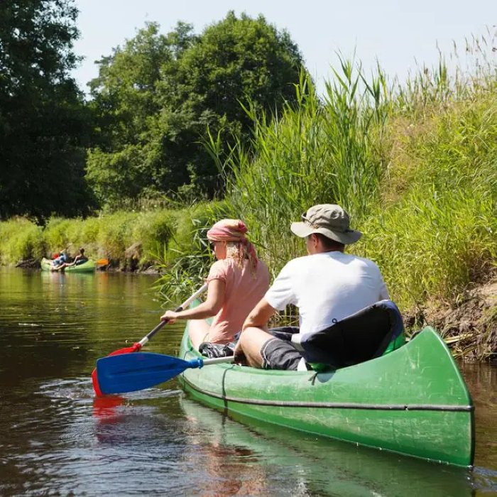 Kanoën door het riet in de natuur bij Giethoorn