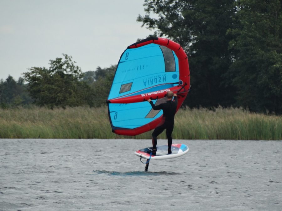 Wingfoiler on the Bovenwiede at Camping D'Hof