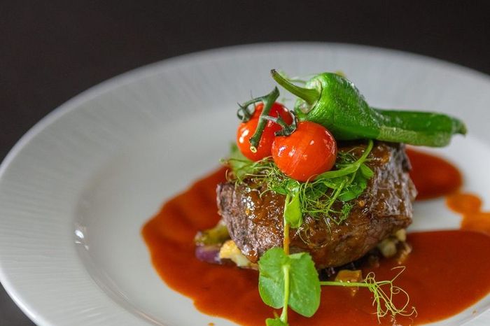 Dish on a white plate at De Rietstulp