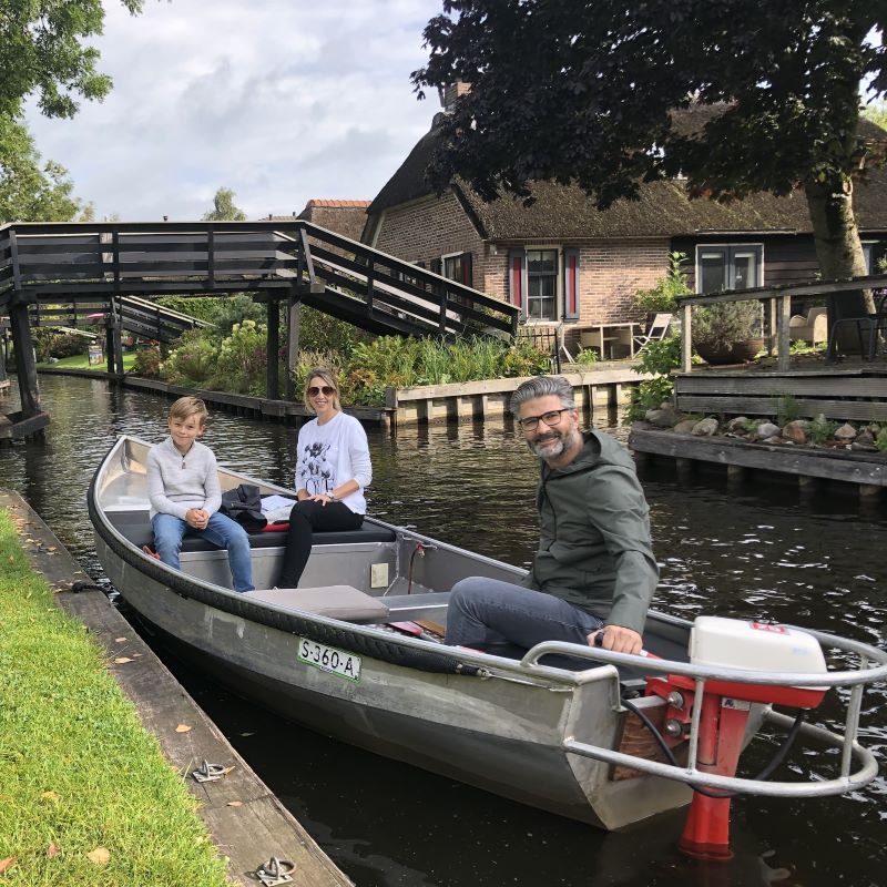 Boat on a canal in Giethoorn