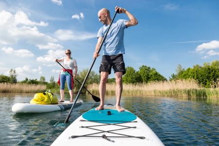 Stand-up paddleboarding in Giethoorn